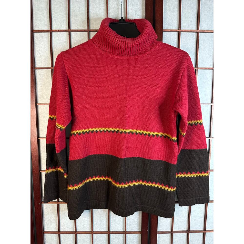 Epogee women's red and black color-block turtleneck sweater size medium